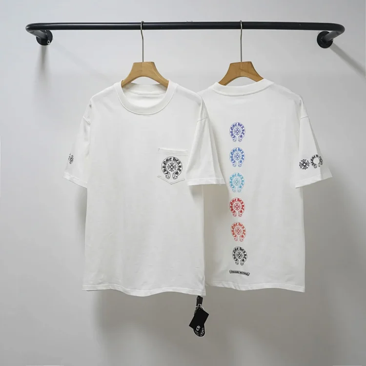 CH cross print round neck cotton mens trendy T-shirt(pic26) CH cross print round neck cotton men's trendy T-shirt