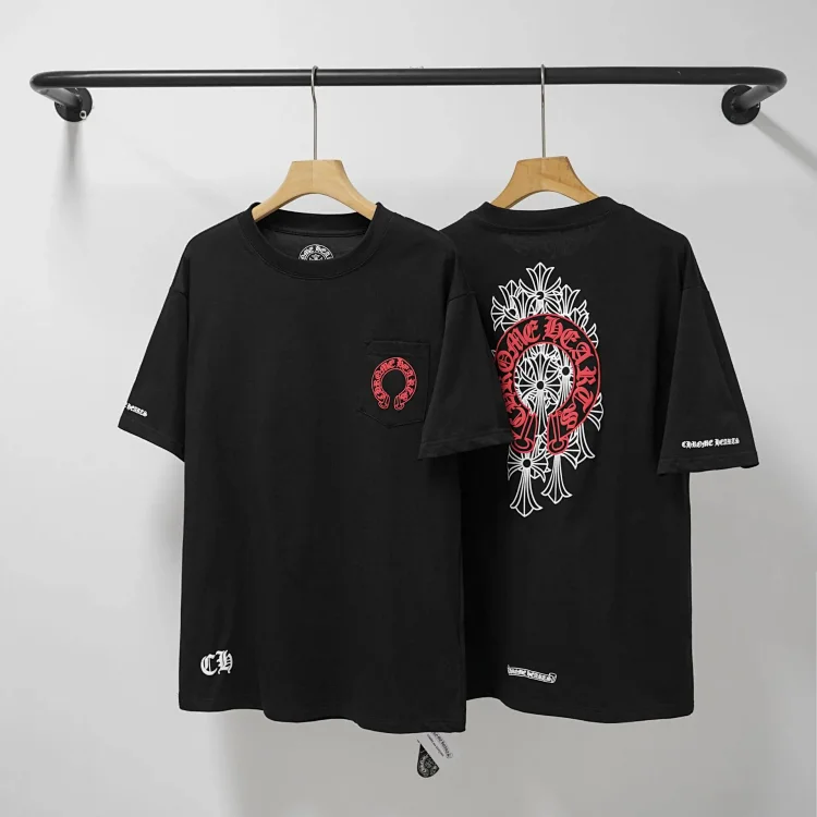 CH cross print round neck cotton mens trendy T-shirt(pic29) CH cross print round neck cotton men's trendy T-shirt
