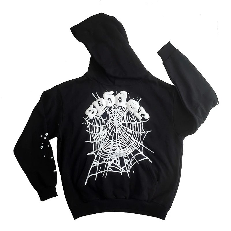 Spiderweb Hoodie Black White Graphic Streetwear