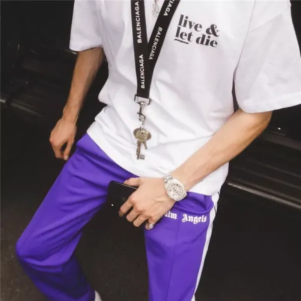 Palm Angels Track Pants Light Blue with White Side Stripe Pants - 41
