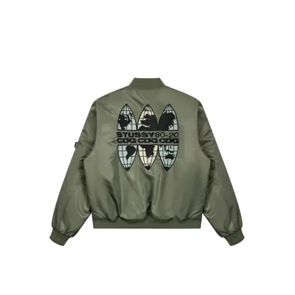 Stussy x CDG MA-1 Bomber Jacket Army Green Outerwear - 1