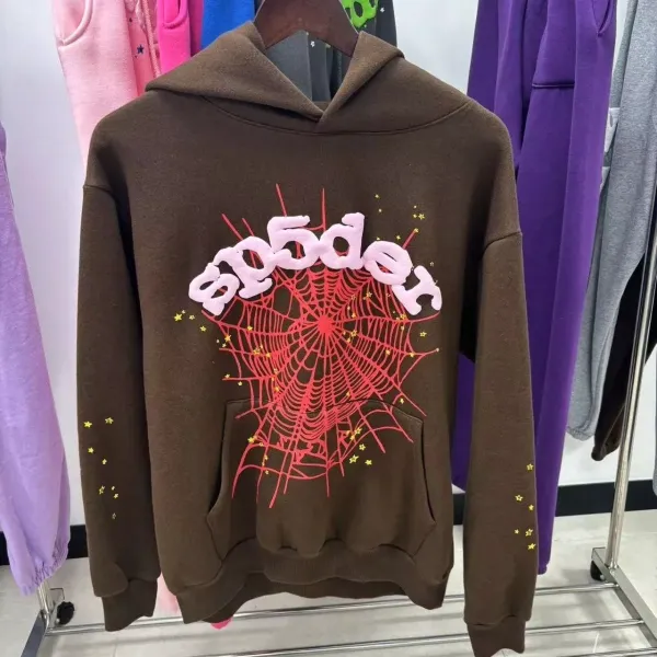 SP5DER Spider Web Hoodie Brown - 12