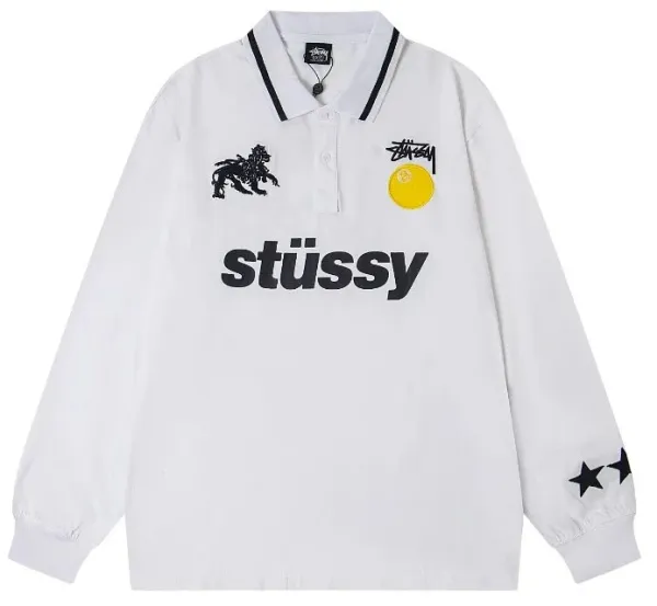 Stüssy Lion Polo White Long-Sleeve Polo - 1