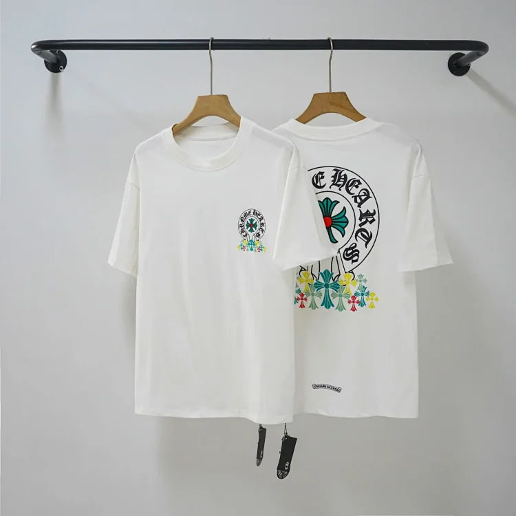CH cross print round neck cotton mens trendy T-shirt(pic18) CH cross print round neck cotton men's trendy T-shirt