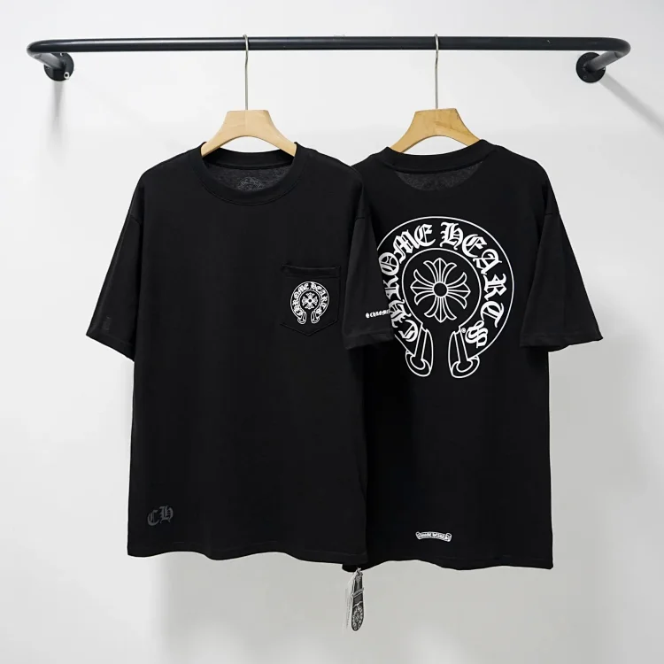 CH cross print round neck cotton mens trendy T-shirt(pic19) CH cross print round neck cotton men's trendy T-shirt