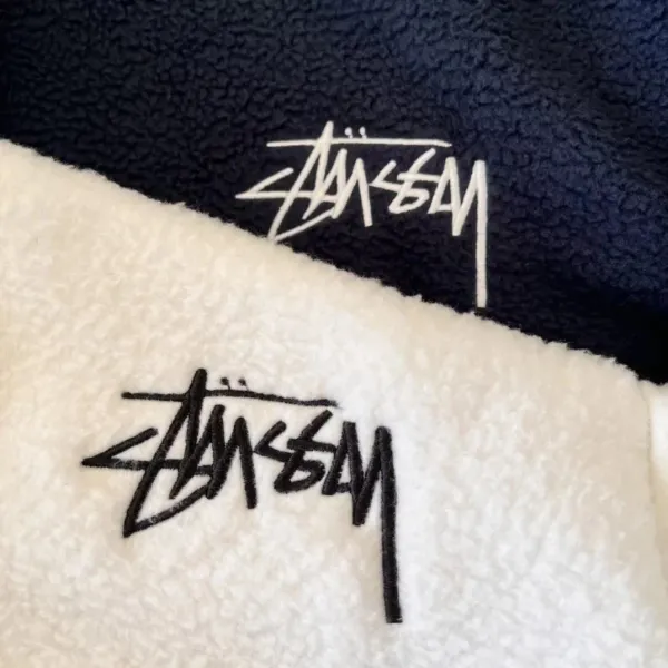 Stussy Fleece Hoodie White Navy Black - 6