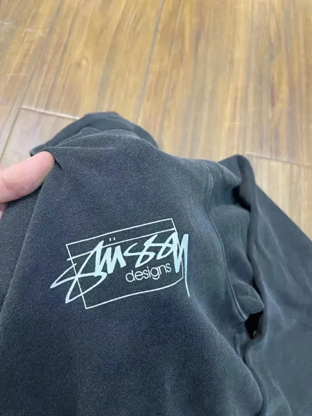 Stussy Box Logo Washed Black Hoodie - 7