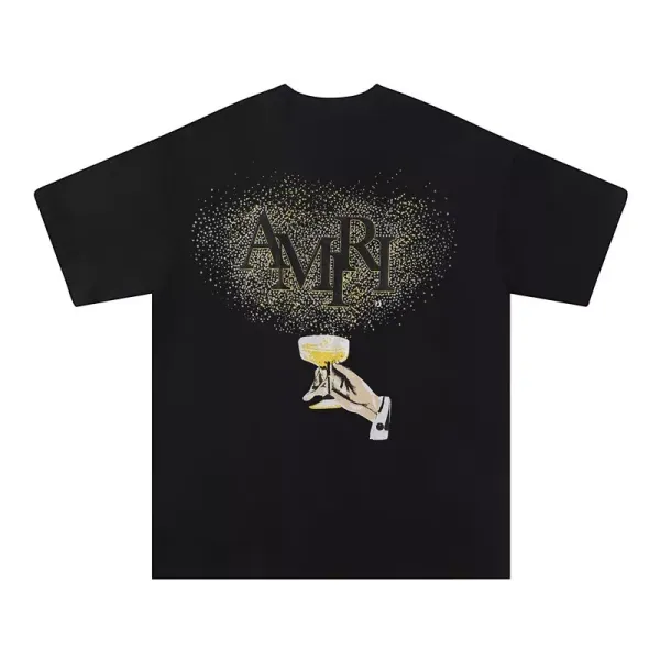 Amiri Champagne Glass Graphic Black T-Shirt - 1