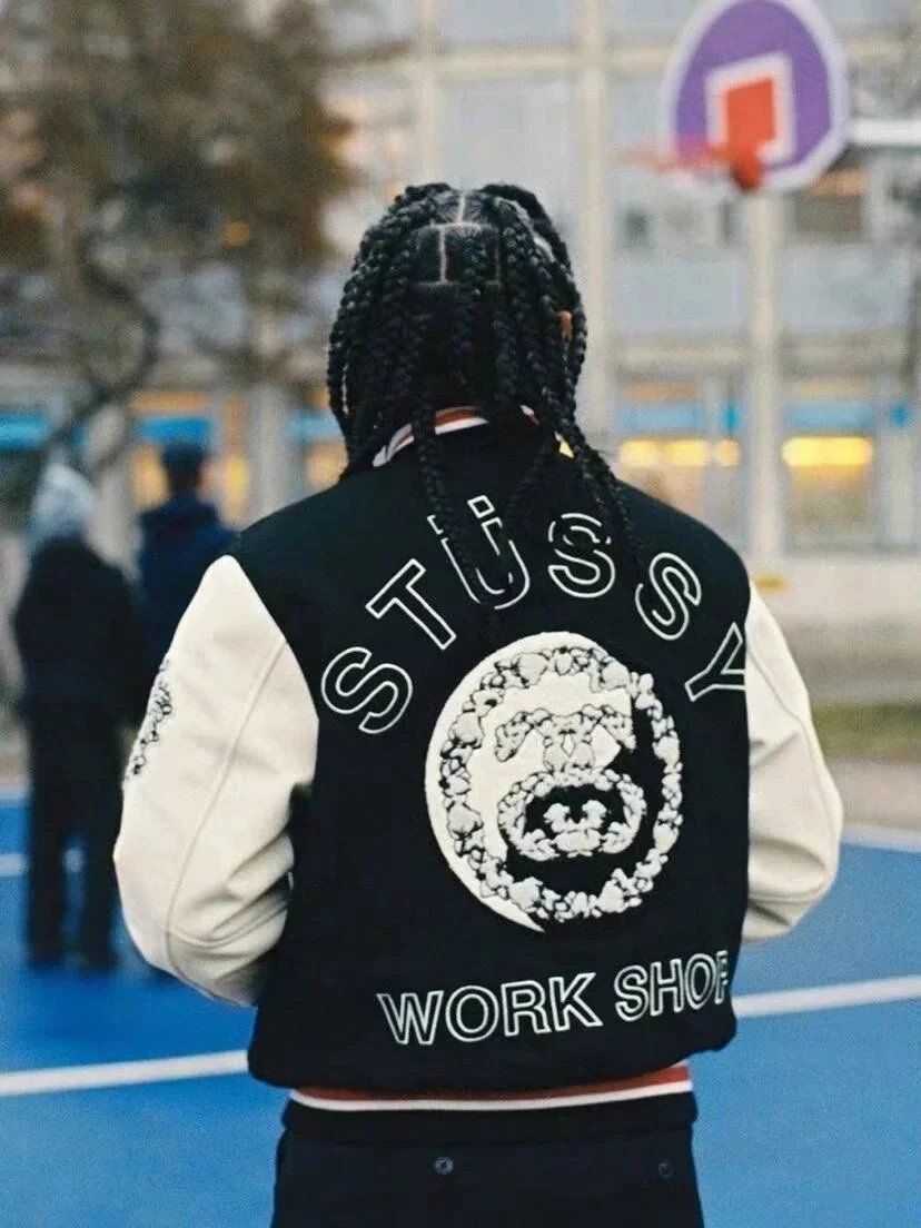 Stussy Stüssy Work Shop Varsity Jacket Black / White Outerwear - 7