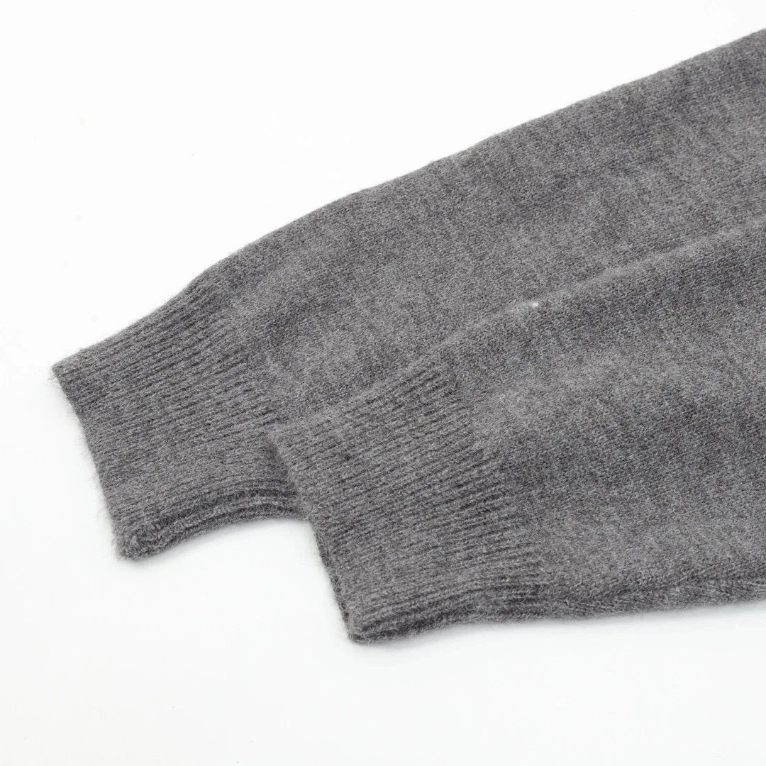 Balenciaga Double B Embroidered Knit Crewneck Sweater Gray - 11