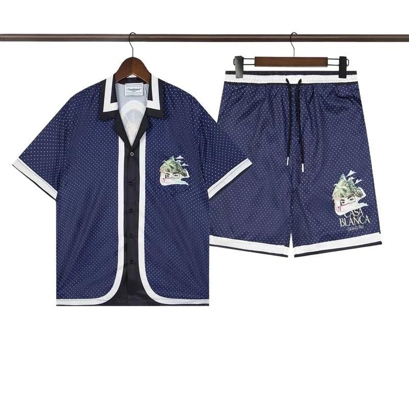 Multicolor Patterned Short Sleeve Shirt and Matching Shorts Set Resort Wear