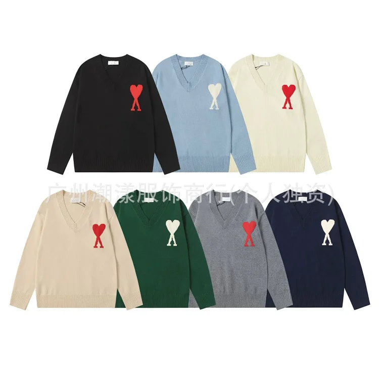 Love embroidered knitted sweater casual loose and versatile couple style(pic44) Love embroidered knitted sweater casual loose and versatile couple style