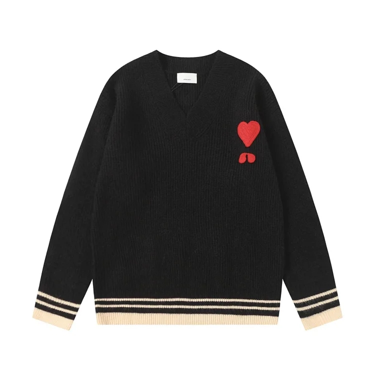 Love embroidered knitted sweater casual loose and versatile couple style(pic16) Love embroidered knitted sweater casual loose and versatile couple style