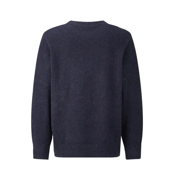 Miu Miu Embroidered Teddy Round-Neck Sweater Navy - 4