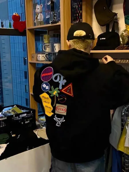 Stussy Patchwork Bomber Jacket Black Outerwear - 7