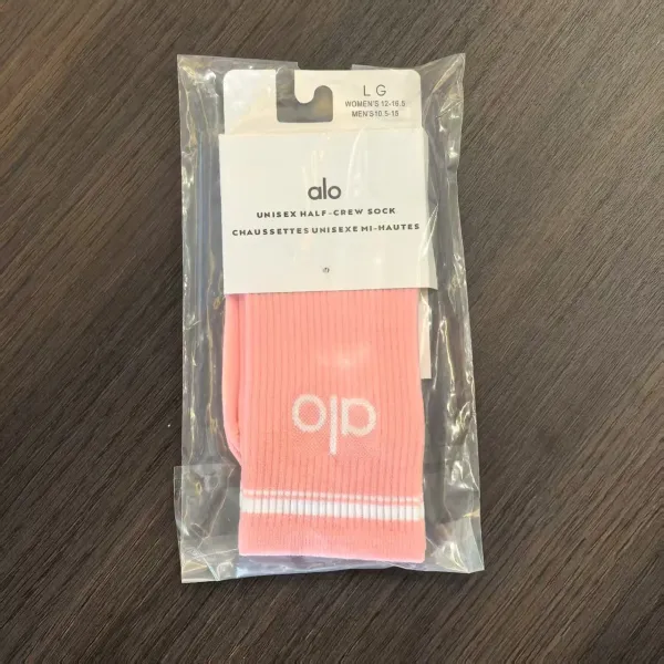 Alo Unisex Half-Crew Sock Pink Socks - 1