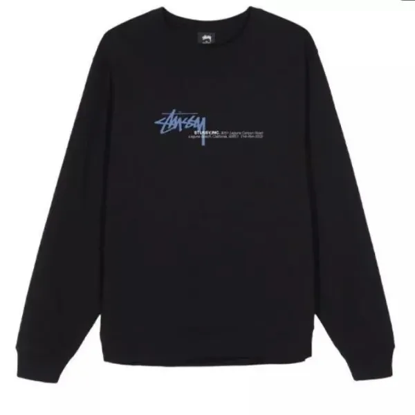 Stussy Graphic Print Black Crewneck Sweatshirt Hoodie - 11