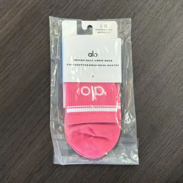 Alo Unisex Half-Crew Sock Pink Socks - 1