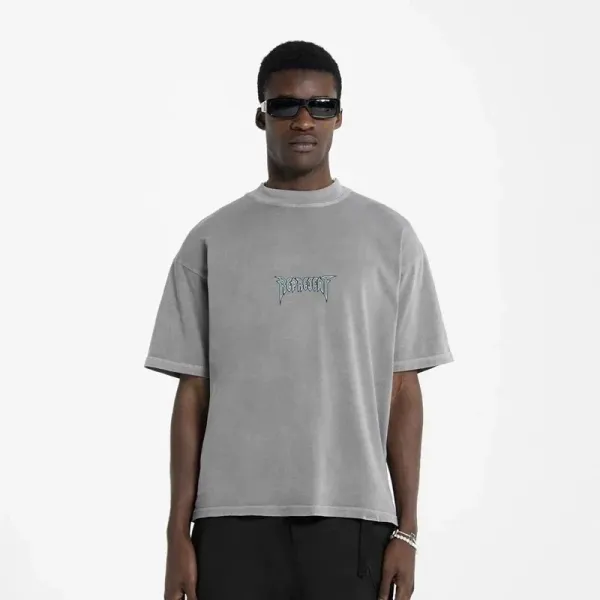 Design Acid Wash Gray Graphic T-Shirt - 9