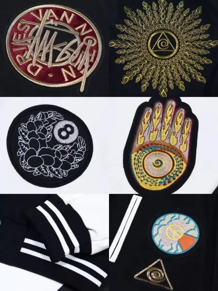 Stussy x Dries Van Noten Letter Pattern Embroidered Animal Patch Varsity Jacket Black Outerwear Jacket - 4