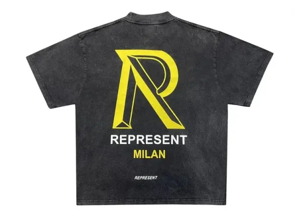Represent Milan Oversized Washed Black T-Shirt - 1