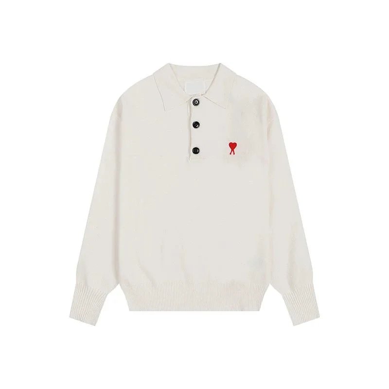 AMI Heart Embroidery Polo Knit Sweater photo 4