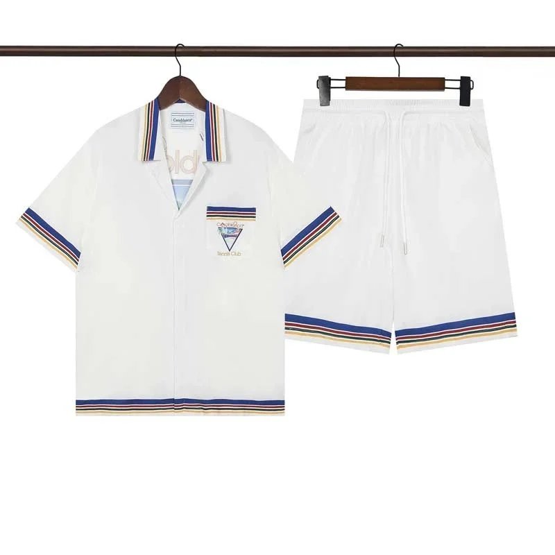 Multicolor Patterned Short Sleeve Shirt and Matching Shorts Set Resort Wear