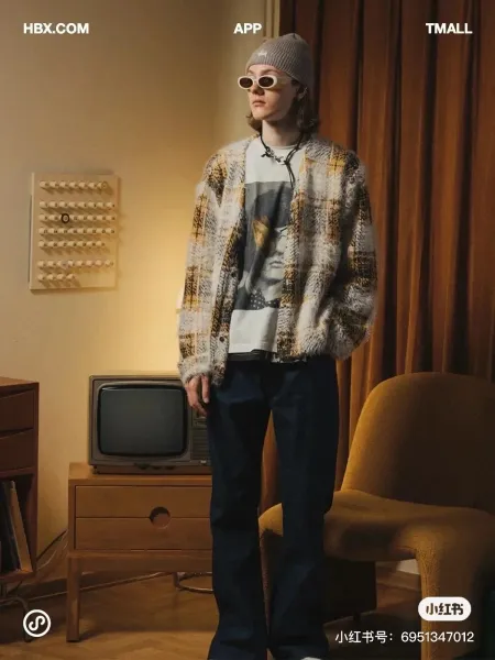 Stussy Plaid Fuzzy Cardigan Yellow Multicolor Outerwear.cardigan - 2