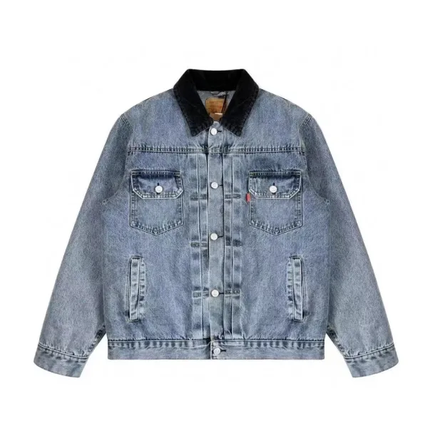Stussy x Levi's Striped Wool Varsity Jacket Black / Gray Outerwear - 9