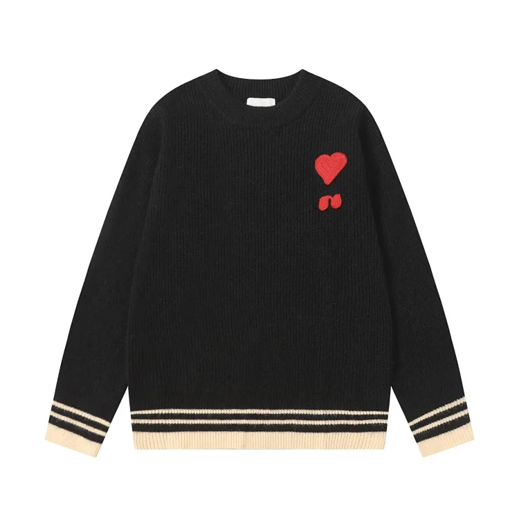 Love embroidered knitted sweater casual loose and versatile couple style(pic9) Love embroidered knitted sweater casual loose and versatile couple style