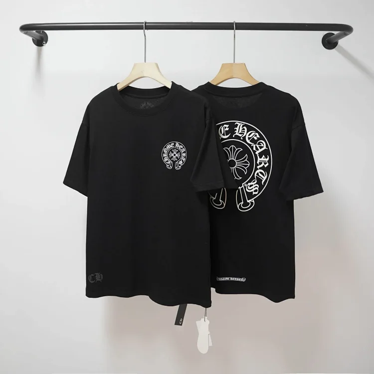 CH cross print round neck cotton mens trendy T-shirt(pic4) CH cross print round neck cotton men's trendy T-shirt