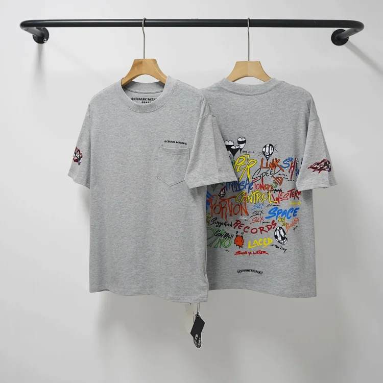 CH cross print round neck cotton mens trendy T-shirt(pic11) CH cross print round neck cotton men's trendy T-shirt