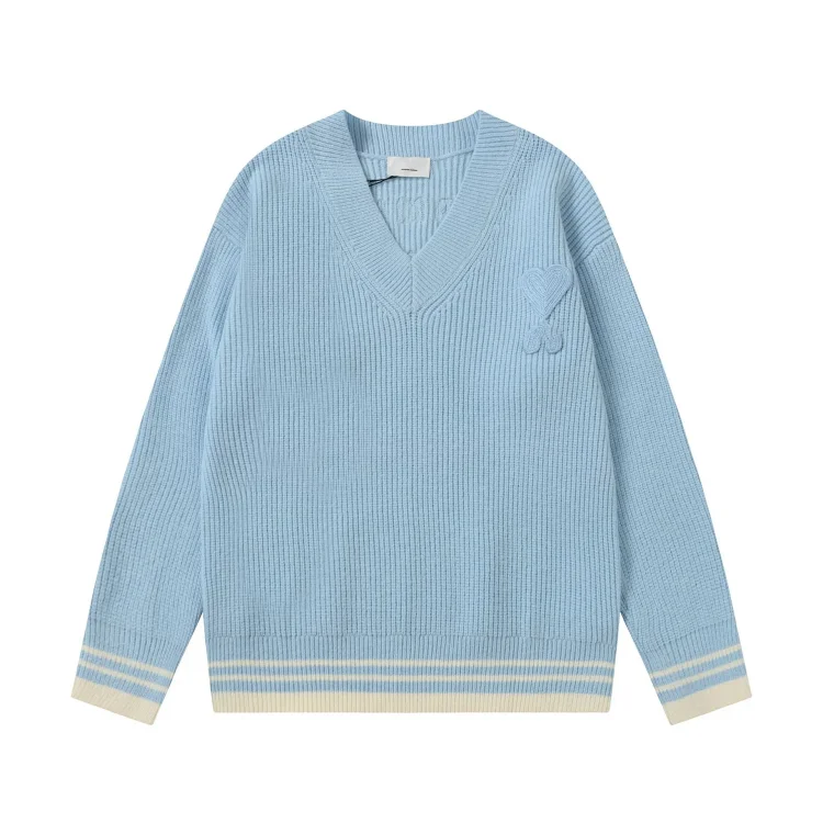 Love embroidered knitted sweater casual loose and versatile couple style(pic22) Love embroidered knitted sweater casual loose and versatile couple style
