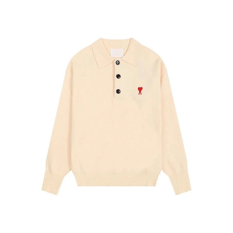 AMI Heart Embroidery Polo Knit Sweater photo 6
