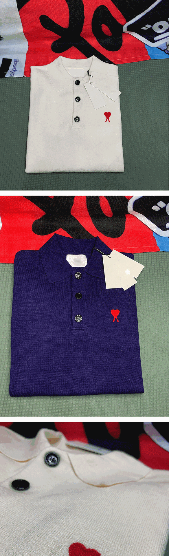 AMI Heart Embroidery Polo Knit Sweater photo 8