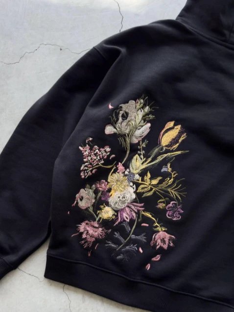 Design Cherry Blossom Print Hooded Jacket Beige Outerwear - 45