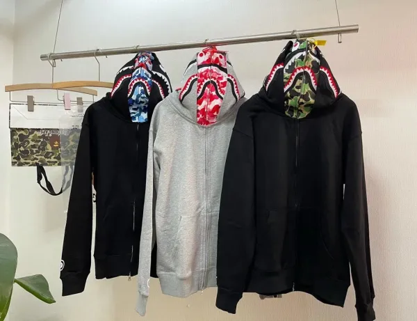 A Bathing Ape Shark Hoodie Multicolor Black Hoodie - 5