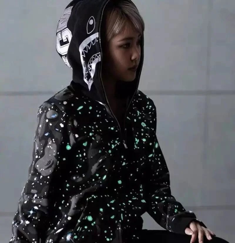 Shark Starry Night Glow Hoodie photo 2