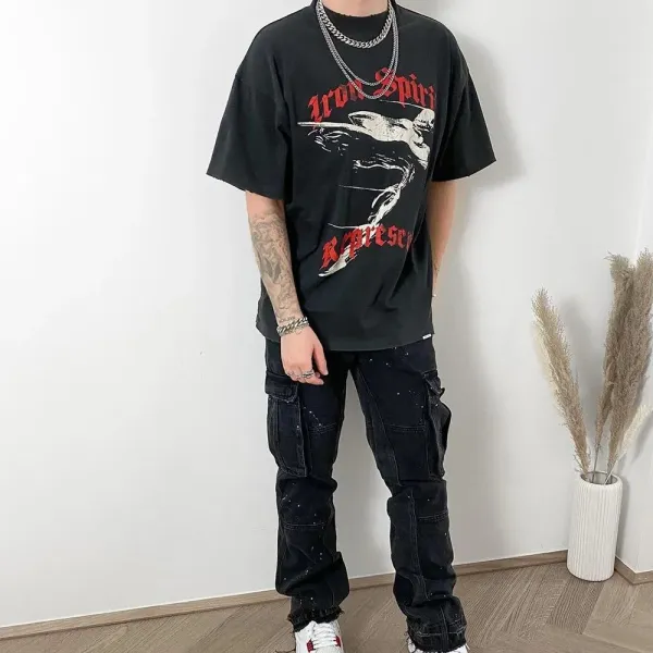 Represent Iron Spirit Black Oversized T-Shirt - 10