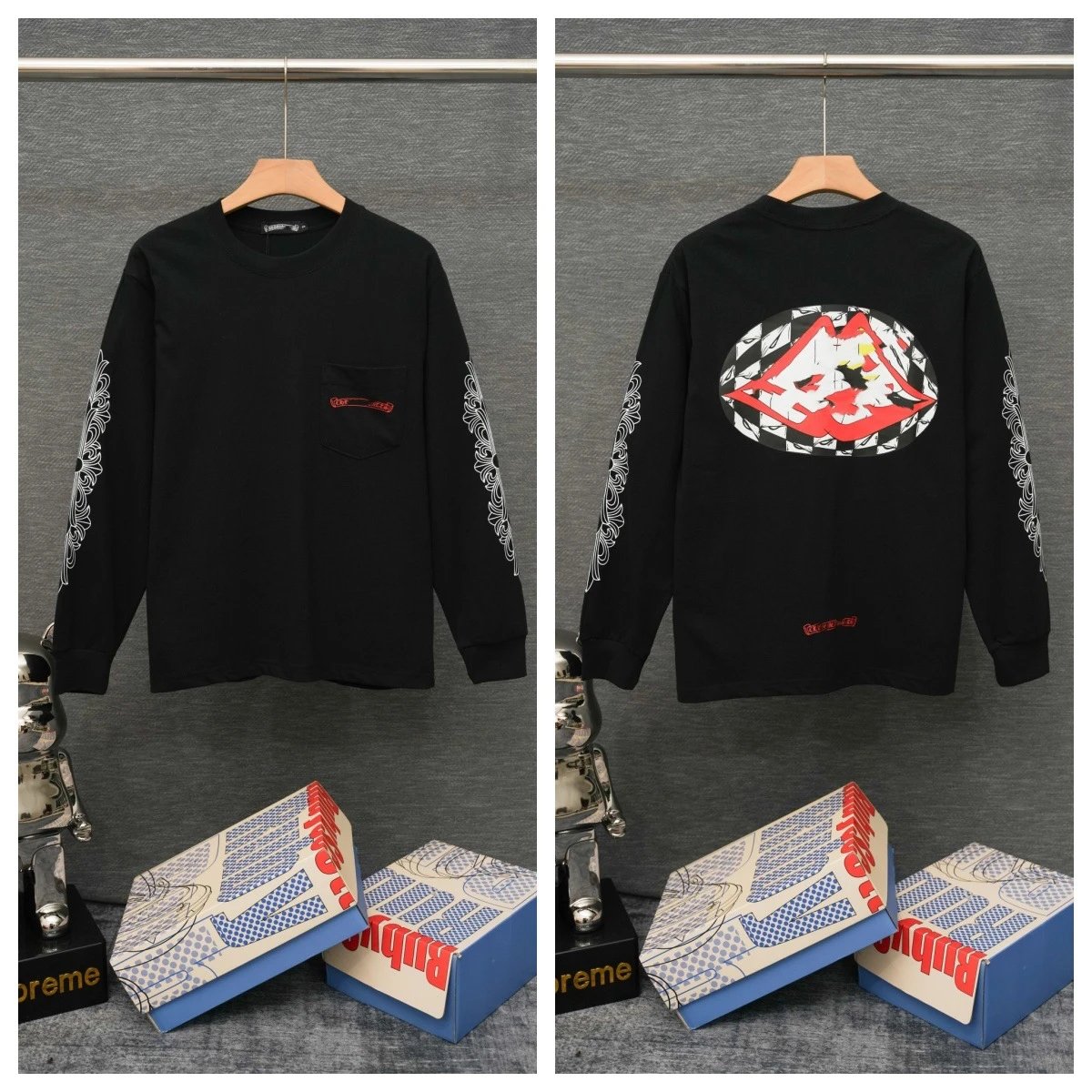 Chrome Hearts Chest Pocket Sanskrit Print Long Sleeve T-Shirt photo 5