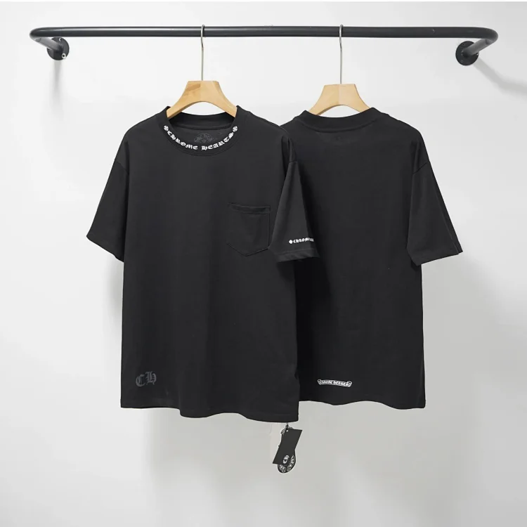 CH cross print round neck cotton mens trendy T-shirt(pic12) CH cross print round neck cotton men's trendy T-shirt