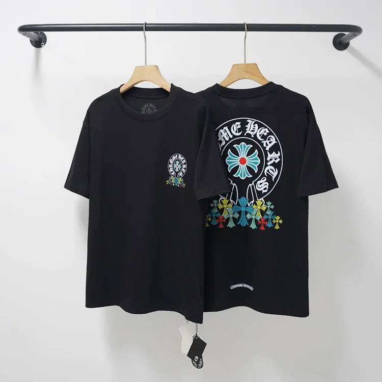 CH cross print round neck cotton mens trendy T-shirt(pic17) CH cross print round neck cotton men's trendy T-shirt