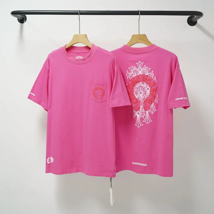 CH cross print round neck cotton mens trendy T-shirt(pic31) CH cross print round neck cotton men's trendy T-shirt