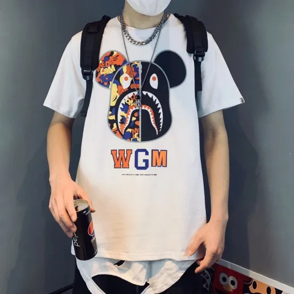 Medicom Toy x A Bathing Ape WGM Mickey Shark T-Shirt White - 1
