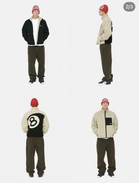 Design 8-Ball Sherpa Jacket Beige and Black Outerwear - 6