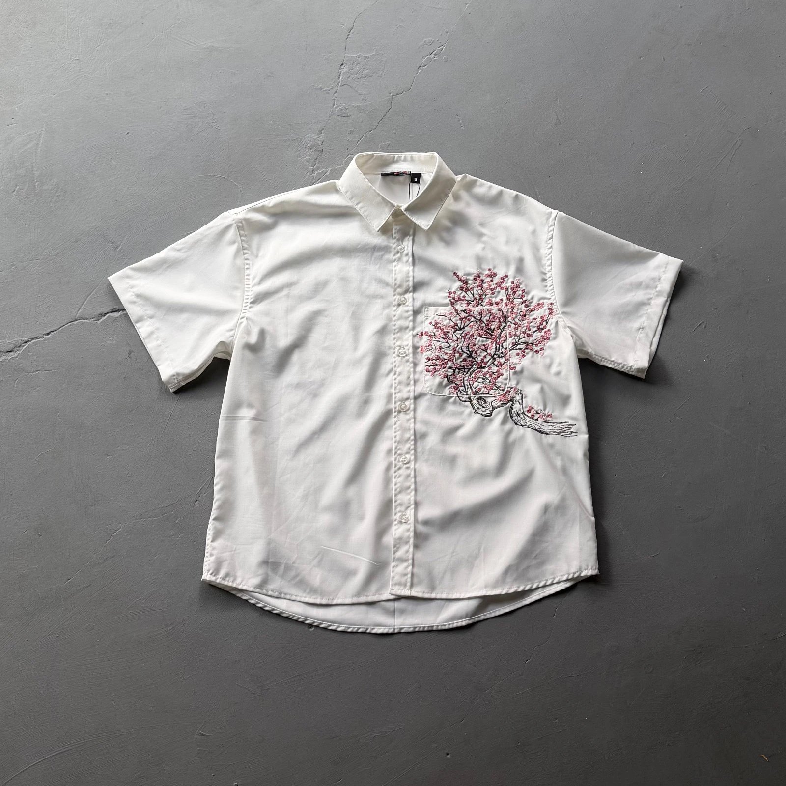 American-style retro heavy-embroidered jacquard fountain short-sleeve T-shirt