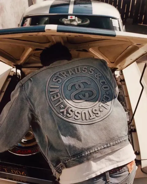 Stussy x Levi's Striped Wool Varsity Jacket Black / Gray Outerwear - 5