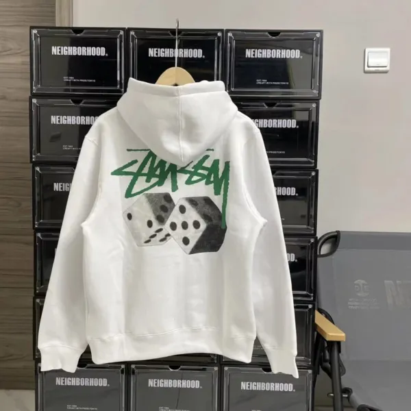 Stussy Dice Print Hoodie White - 6