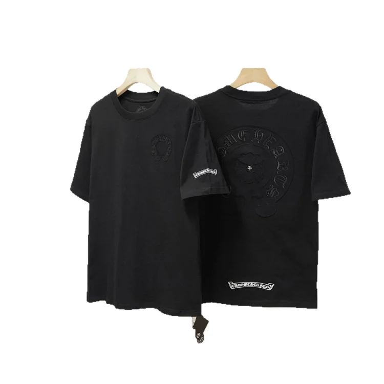 CH cross print round neck cotton mens trendy T-shirt(pic42) CH cross print round neck cotton men's trendy T-shirt