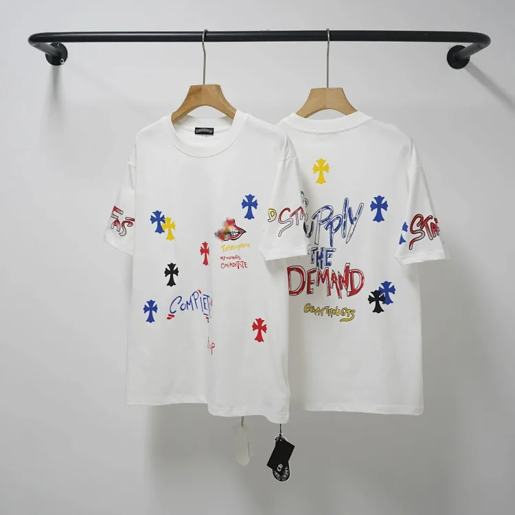 CH cross print round neck cotton mens trendy T-shirt(pic10) CH cross print round neck cotton men's trendy T-shirt